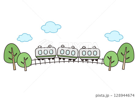 電車でおでかけのイメージイラスト 128944674