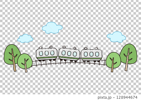 電車でおでかけのイメージイラスト 128944674