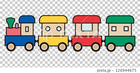 カラフルな汽車のおもちゃ カラフルな汽車のおもちゃ 128944675