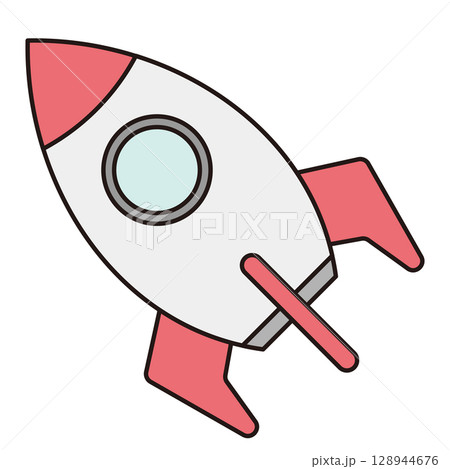 シンプルでかわいいロケットのイラスト 128944676