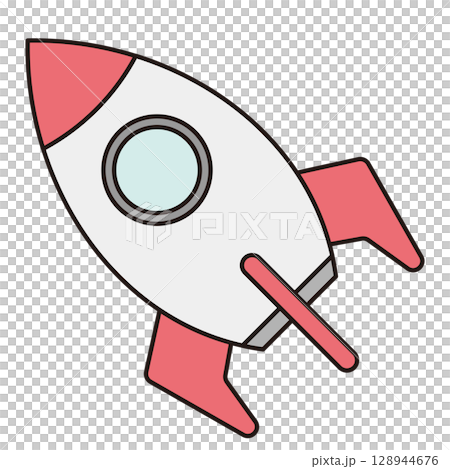 シンプルでかわいいロケットのイラスト 128944676