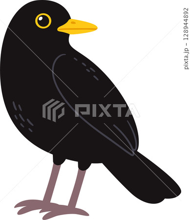 Simple cartoon blackbird drawing Simple cartoon blackbird drawing 128944892