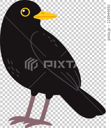 Simple cartoon blackbird drawing 128944892