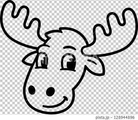 Moose head cartoon drawing 128944896