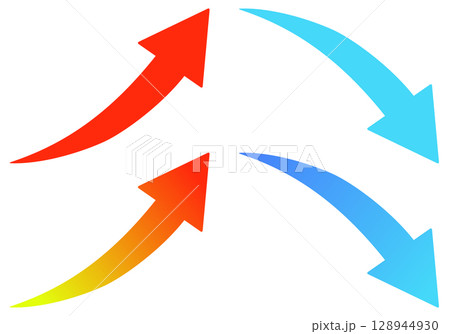 上昇　下降　グラデーション　矢印　シンプル 128944930