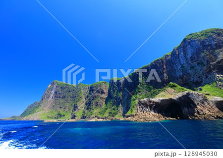 【島根県】国賀めぐり定期観光船から見た国賀海岸（隠岐の島　西ノ島） 128945030