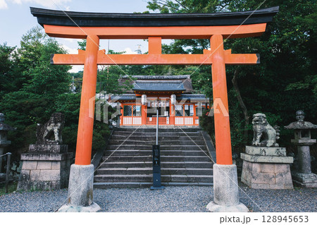 [宇治上神社／宇治神社]京都　大きな朱色の鳥居 128945653