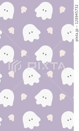 ふわふわシーツおばけパターン　縦型 128945732