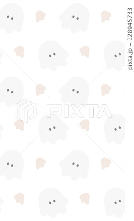 ふわふわシーツおばけパターン　縦型　PNG 128945733