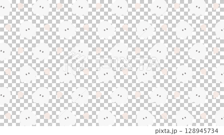ふわふわシーツおばけパターン　16:9 サイズ　PNG 128945734