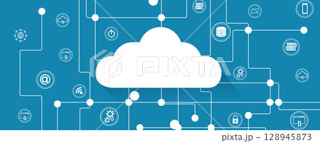 Moder cloud concept technology background and network security idea 128945873