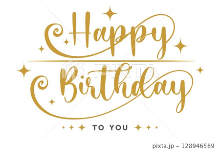Happy Birthday elegant brush lettering 128946589