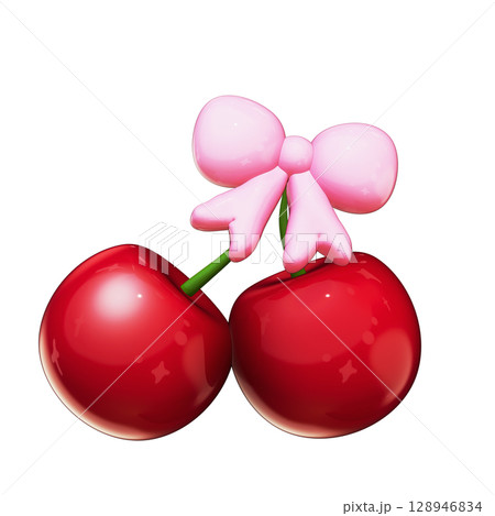 Cherry Coquette Clipart 3D Illustration on Transparent Background Cute Pink Bows & Red Cherries, Girly Aesthetic Element Cherry Coquette Clipart 3D Illustration on Transparent Background Cute Pink Bows & Red Cherries, Girly Aesthetic Element 128946834