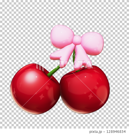 Cherry Coquette Clipart 3D Illustration on Transparent Background Cute Pink Bows & Red Cherries, Girly Aesthetic Element Cherry Coquette Clipart 3D Illustration on Transparent Background Cute Pink Bows & Red Cherries, Girly Aesthetic Element 128946834