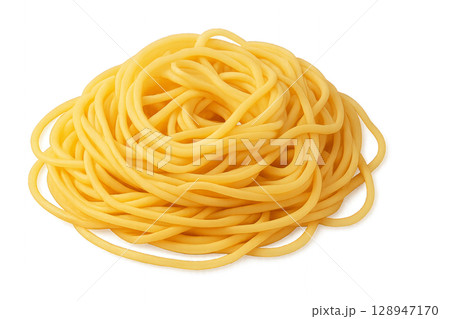 Fresh Uncooked Pasta Arranged in a Neat Pile Ready for Cooking and Serving 128947170