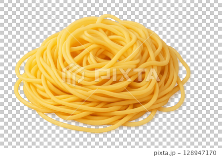 Fresh Uncooked Pasta Arranged in a Neat Pile Ready for Cooking and Serving 128947170