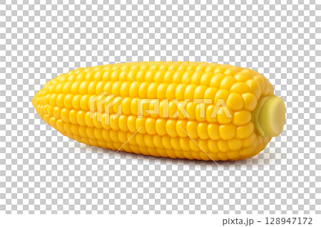 Fresh Yellow Corn on the Cob Close up Showcasing Its Vibrant Kernels and Natural Texture 128947172