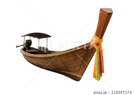 Traditional Wooden Boat Model Showcasing Craftsmanship and Design From Coastal Regions 128947174