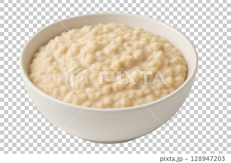 Creamy Oatmeal Served in a White Bowl as a Healthy Breakfast Option 128947203