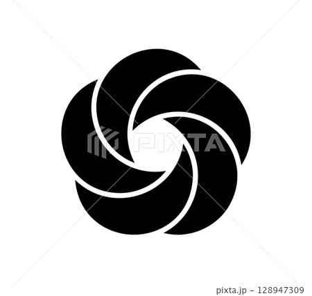 Circle Venn diagram infographic icon. Graphic chart. Five black balance circle diagram. Overlap design element. Business process chart. Vector illustration isolated on white background 128947309