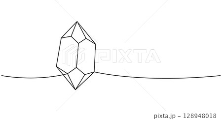 Gemstone one line continuous drawing. Crystal mineral jewel. Vector illustration 128948018