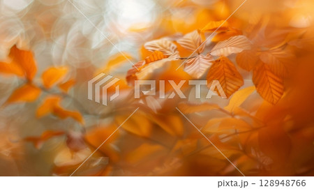 Soft layers of blurred lines and gentle color transitions mimic the beautiful hazy quality of autumn foliage 128948766