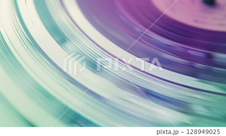 A retroinspired design for a vinyl record cover showcasing a subtle gradient of faded purples and greens 128949025