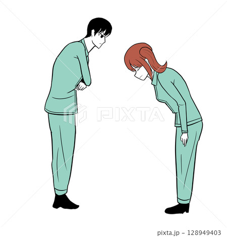 男性に叱られる女性 128949403