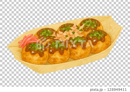 Takoyaki stand illustration (PNG cutout) 128949411