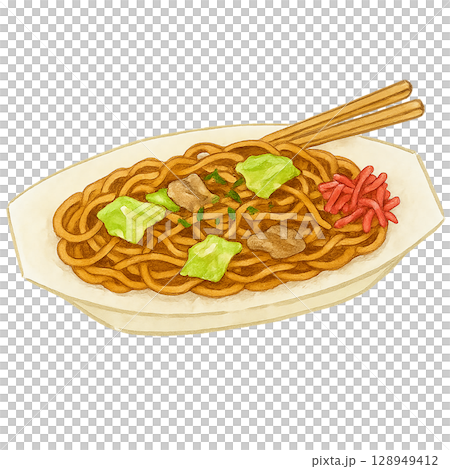 炒麵攤位插圖（PNG 剪貼畫） 128949412