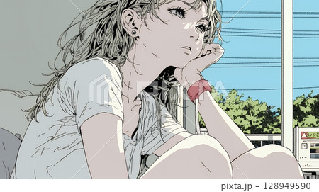 病院のベッドに腰掛けて気落ちしている女性