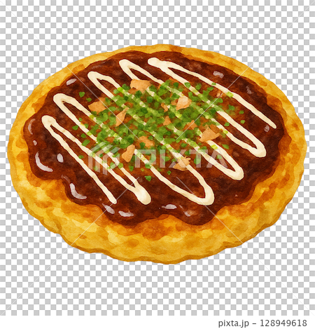 A plate of okonomiyaki (PNG cutout) 128949618