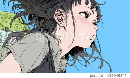 キスの仕草（おねだり）をしている若い女性