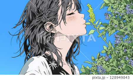 キスの仕草（おねだり）をしている若い女性