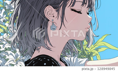 キスの仕草（おねだり）をしている若い女性