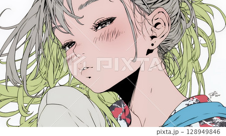 キスの仕草（おねだり）をしている若い女性