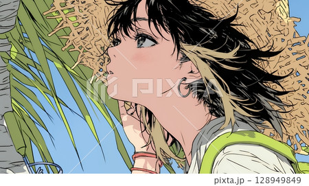 キスの仕草（おねだり）をしている若い女性