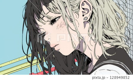 キスの仕草（おねだり）をしている若い女性