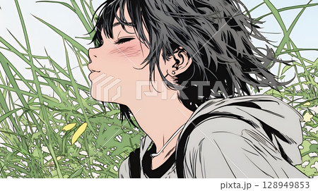 キスの仕草（おねだり）をしている若い女性