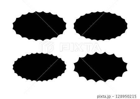 Set or oval shapes with wiggly borders. Empty black sale, price or discount, special offer, coupon or promo code stickers. Speech bubbles, online messages or text boxes forms. Vector illustration Set or oval shapes with wiggly borders. Empty black sale, price or discount, special offer, coupon or promo code stickers. Speech bubbles, online messages or text boxes forms. Vector illustration 128950215