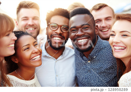 Diverse Group of Professionals Engaging in Discussion in a Modern Office Setting 128950289