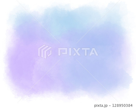 水彩・グラデーション・青と紫のフレーム・背景素材 128950384