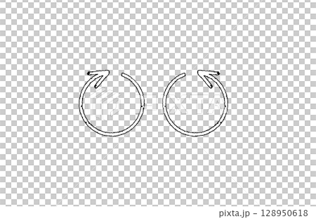 手描き風の回転矢印セット　右回転　左回転 128950618