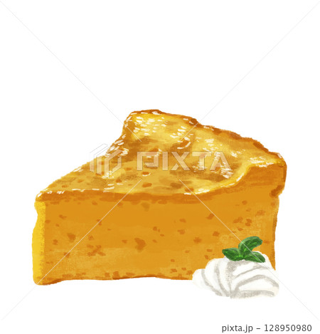 水彩で描いたカボチャケーキ 128950980