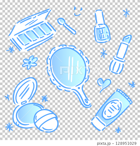 可愛的化妝品插圖素材集 128951029