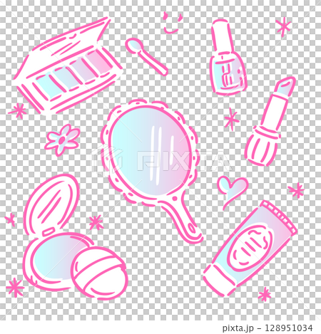 可愛的化妝品插圖素材集 128951034