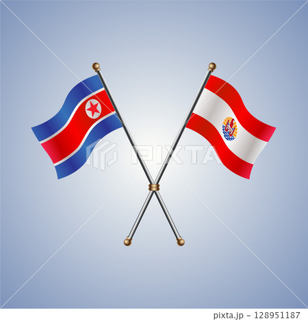 North Korea and French Polynesia flag. Vector Illustration North Korea and French Polynesia flag. Vector Illustration 128951187