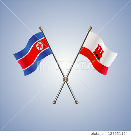 North Korea and Gibraltar flag. Vector Illustration 128951194