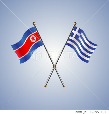 North Korea and Greece flag. Vector Illustration 128951195