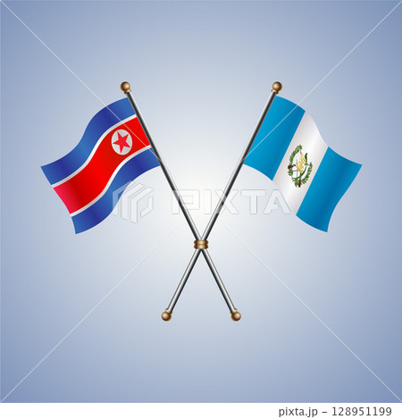 North Korea and Guatemala flag. Vector Illustration 128951199